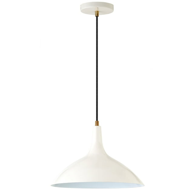 Evelyn&Zoe 14" Pearled White/Brass Metal Pendant