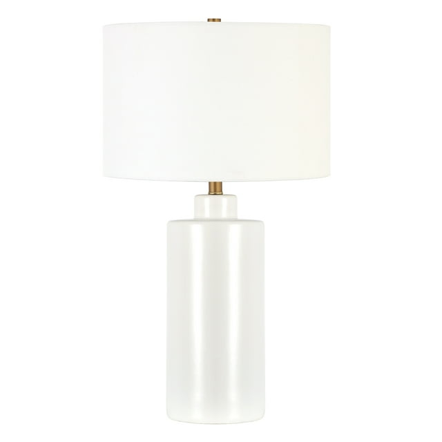Evelyn&Zoe 25" Contemporary Ceramic Table Lamp with White Drum Linen Shade