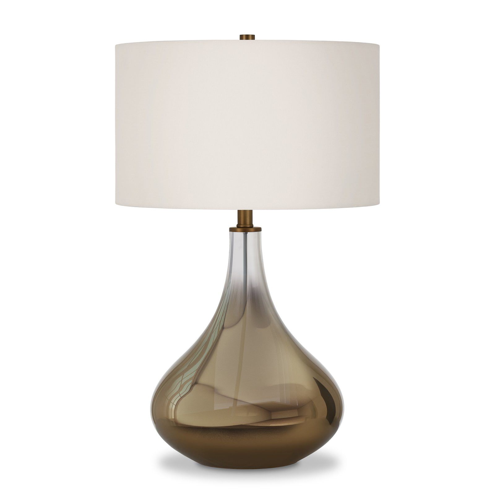 Evelyn&Zoe 25" Traditional Glass Table Lamp with White Drum Linen Shade
