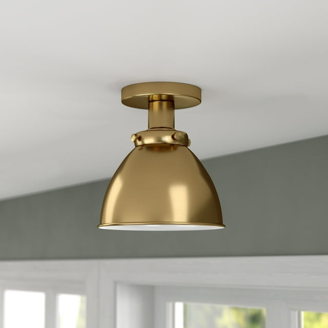 Evelyn&Zoe 8" Gold Semi Flush Mount