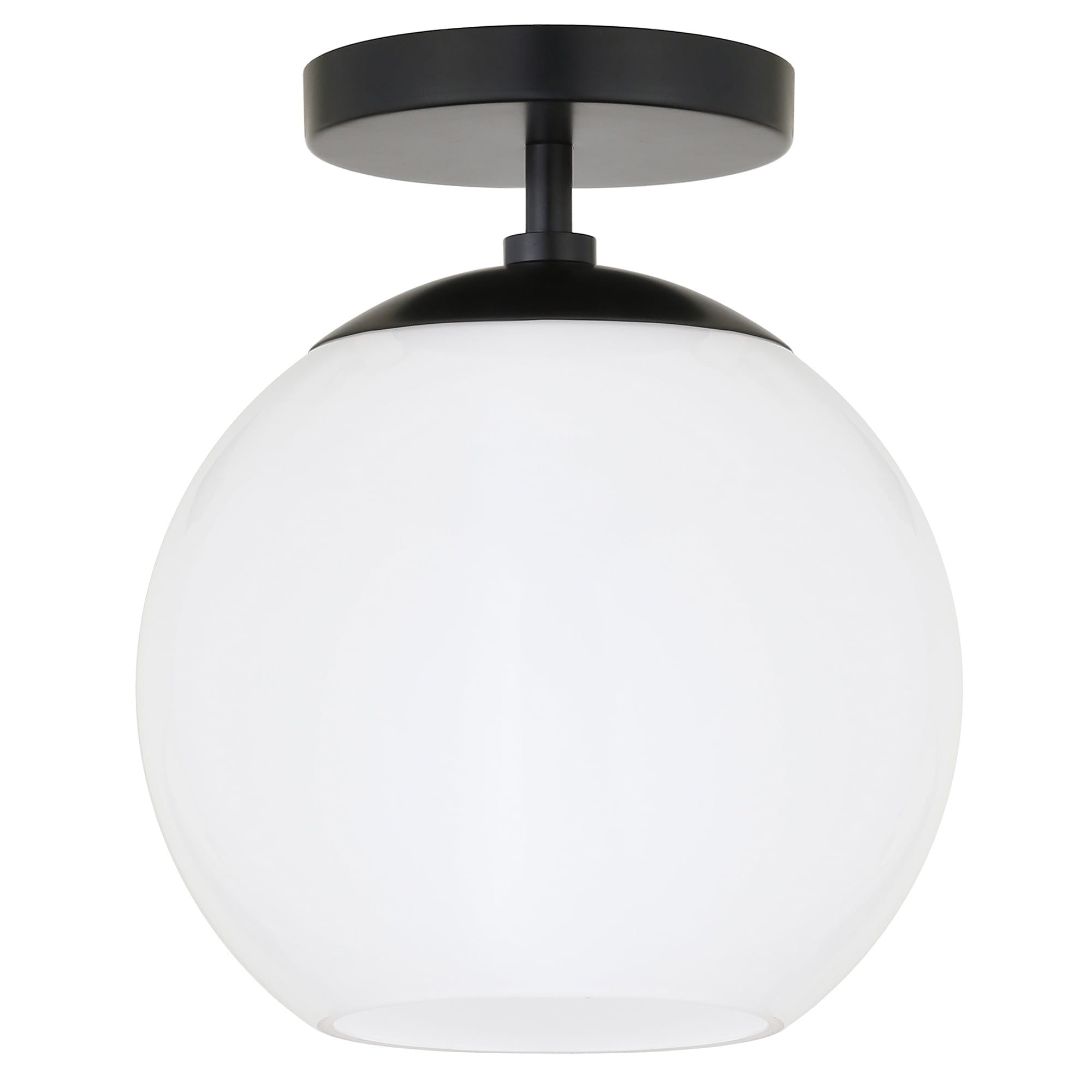Evelyn&Zoe 9" Matte Black Metal/Glass Semi Flush Mount