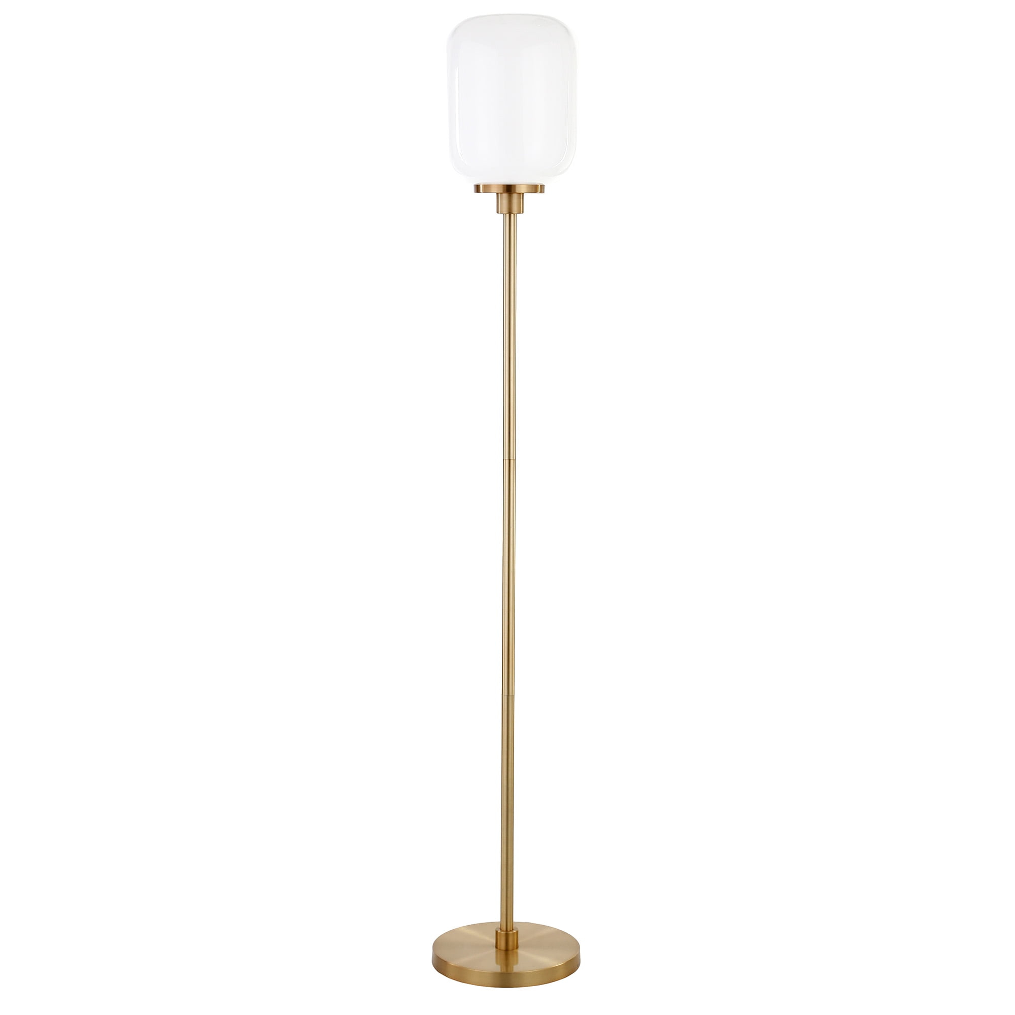 Evelyn&Zoe Agnolo 69" Tall Floor Lamp with Glass Shade, Brass/White Milk