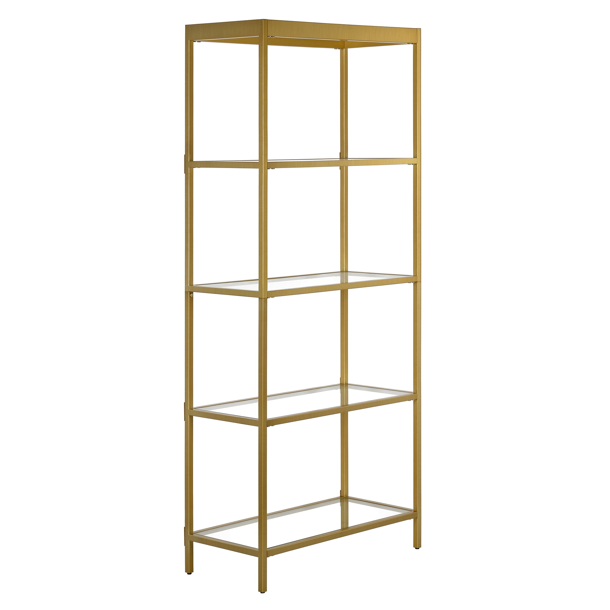 Evelyn&Zoe Alexis 30" Wide Rectangular Bookcase, Brass
