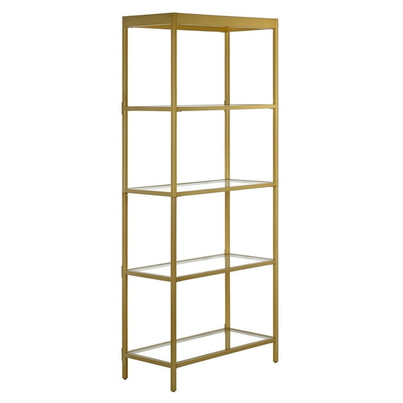 Evelyn&Zoe Alexis 30" Wide Rectangular Bookcase, Brass