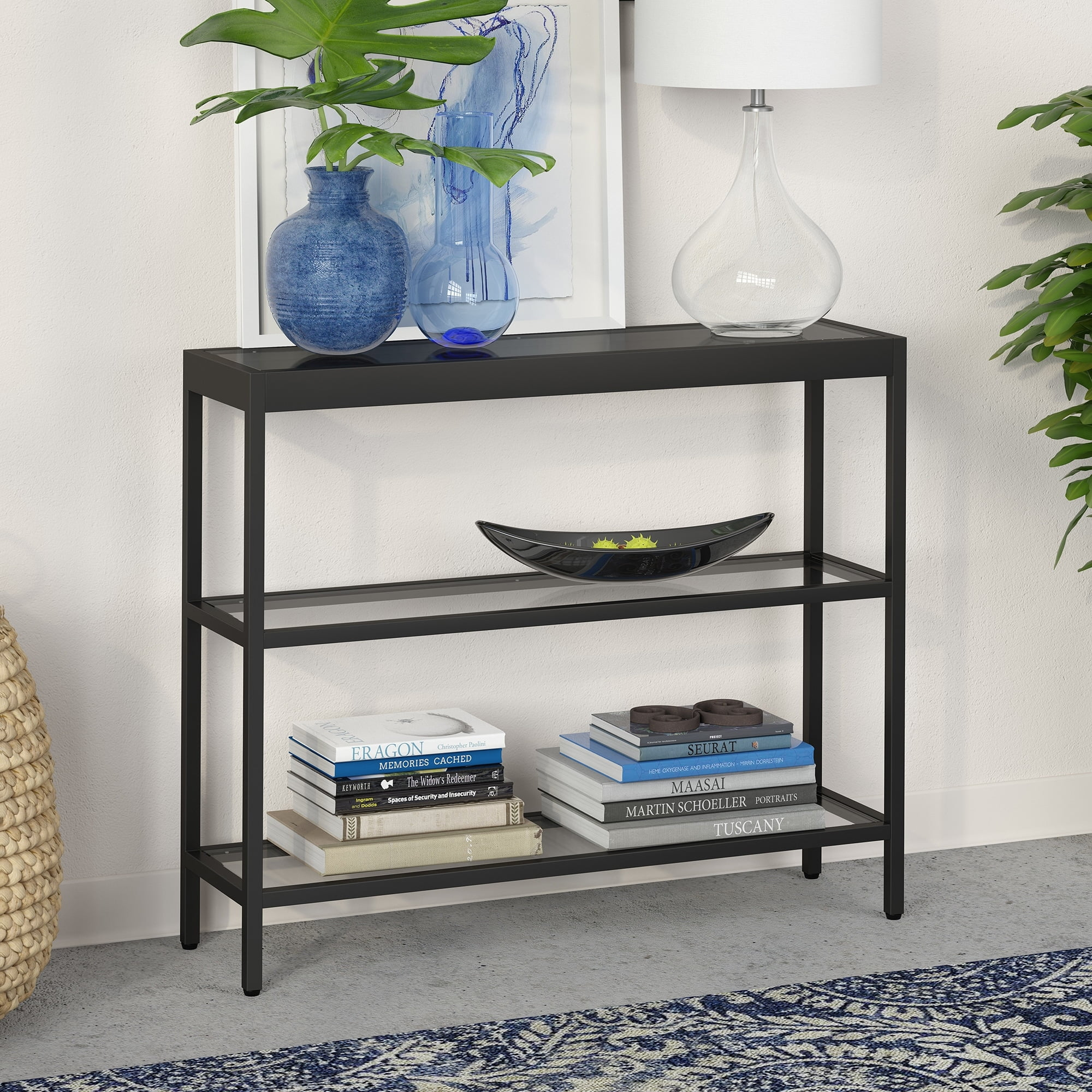 Evelyn&Zoe Alexis 36" Wide Rectangular Console Table, Blackened Bronze