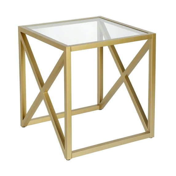 Evelyn&Zoe Calix 20" Wide Square Side Table, Brass