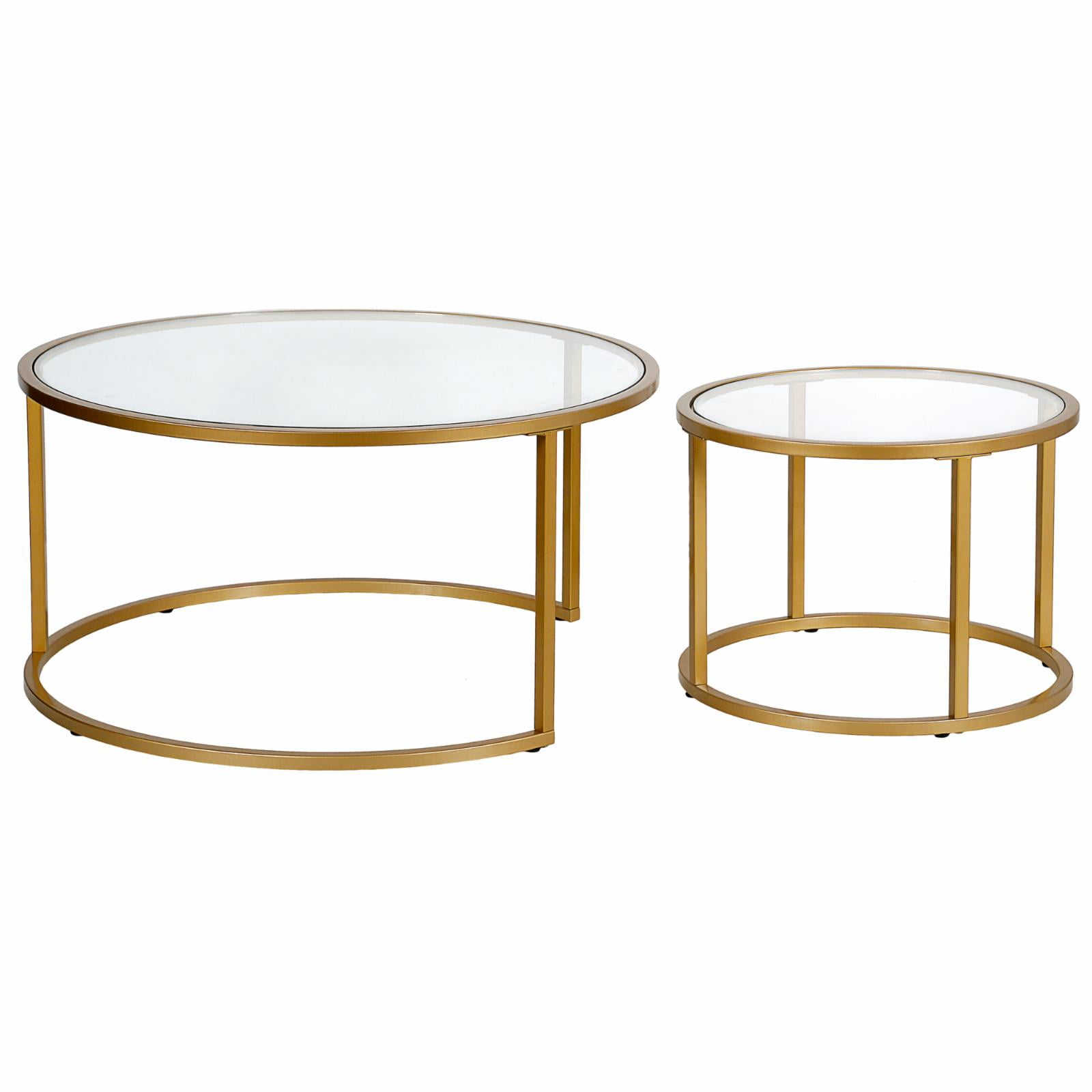 Evelyn&Zoe Watson Round Nested Coffee Table in Brass