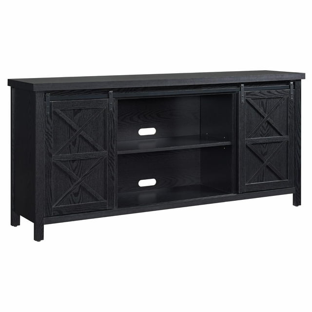 Evelyn&Zoe Elmwood Rectangular TV Stand for TV's up to 75", Black Grain