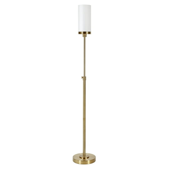 Evelyn&Zoe Frieda 66" Tall Floor Lamp with Glass Shade in Brass/White Milk