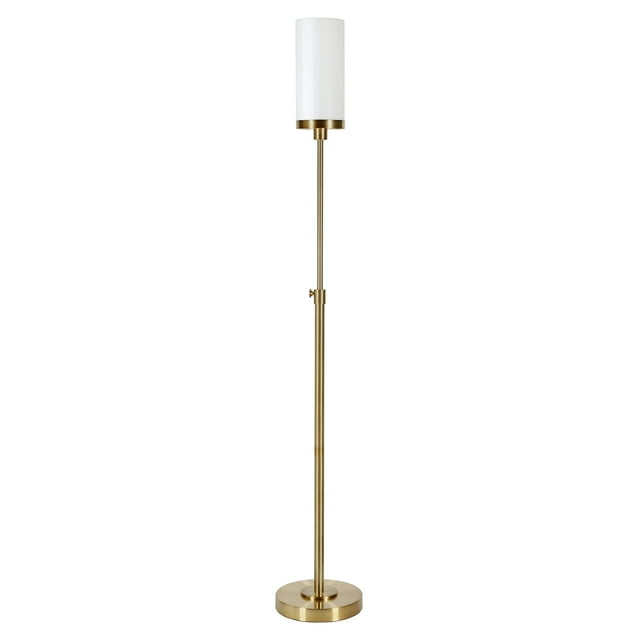 Evelyn&Zoe Frieda 66" Tall Floor Lamp with Glass Shade in Brass/White Milk