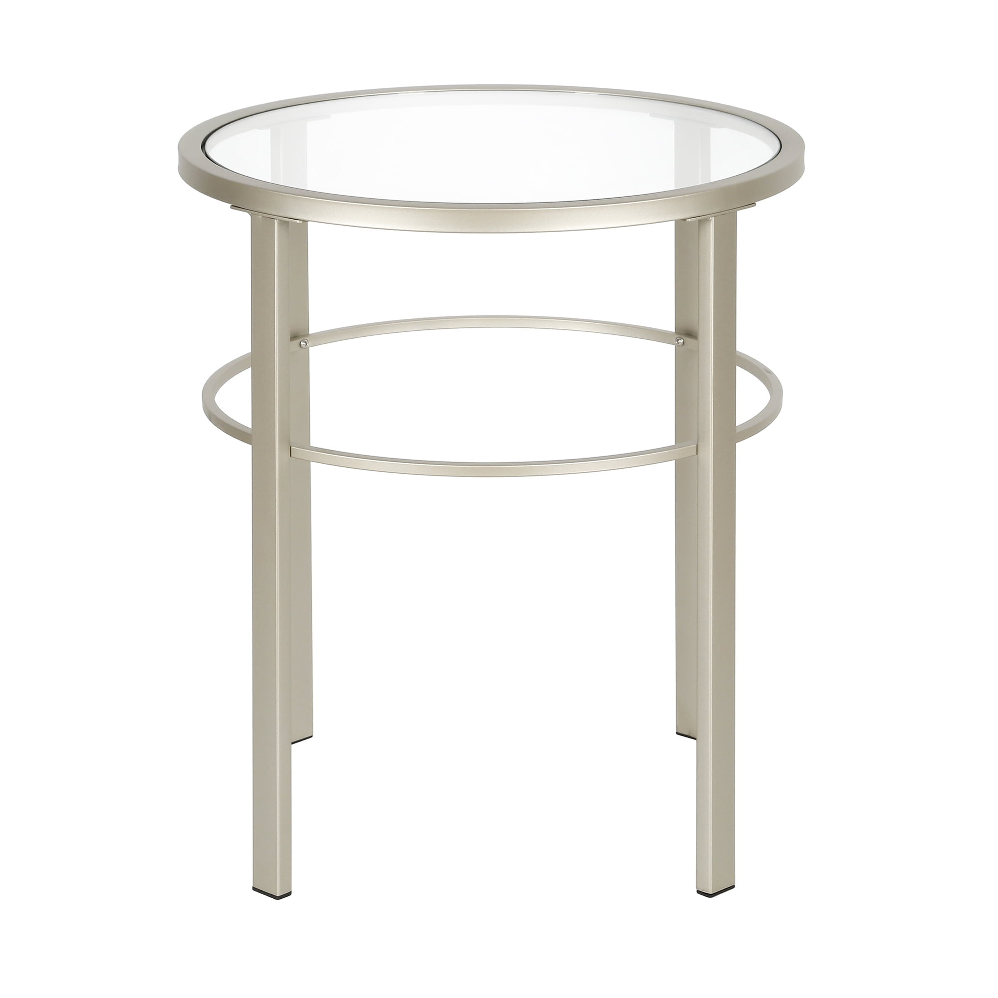 Evelyn&Zoe Gaia 20" Wide Round Side Table, Satin Nickel