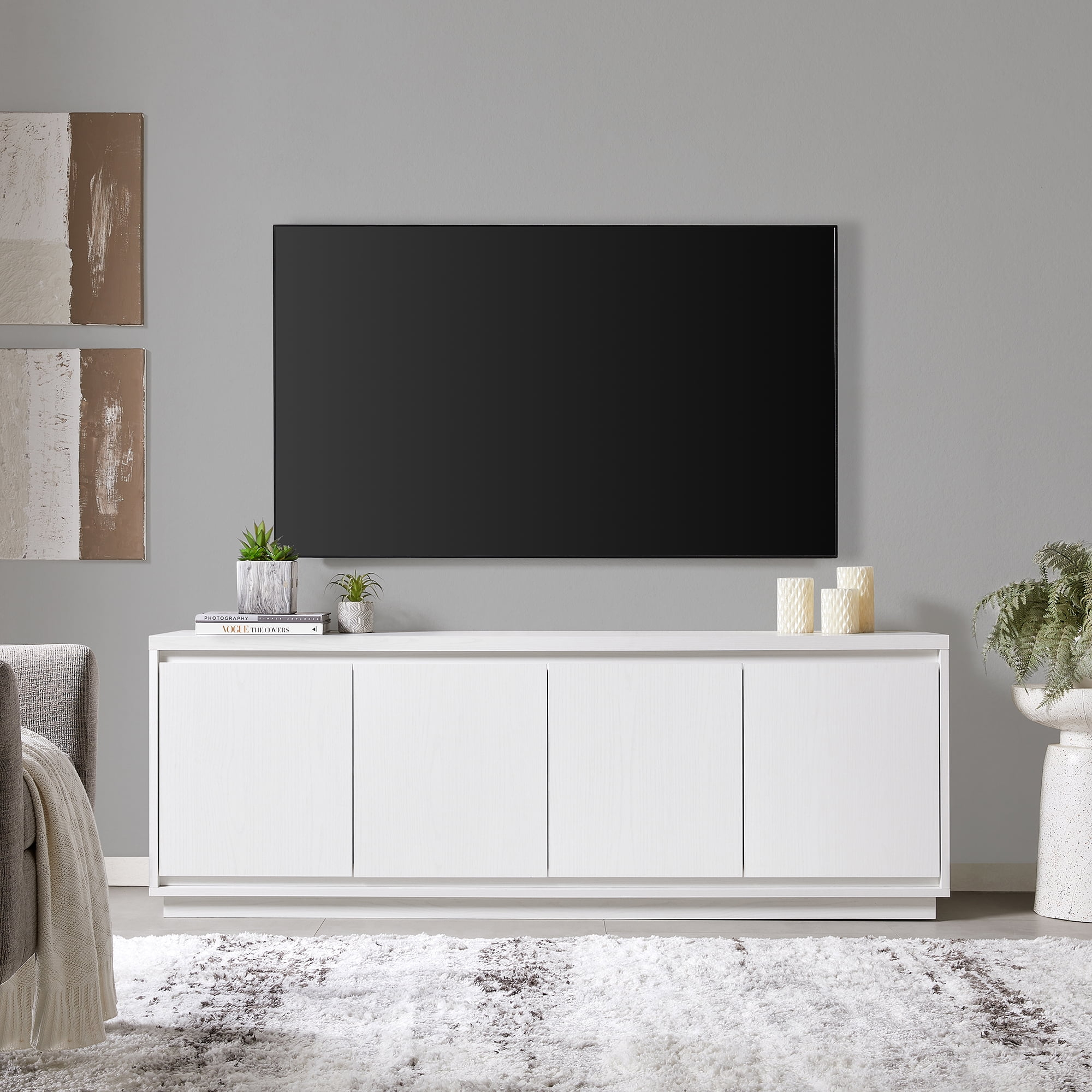 Evelyn&Zoe Hanson Rectangular TV Stand for TV's up to 75", White