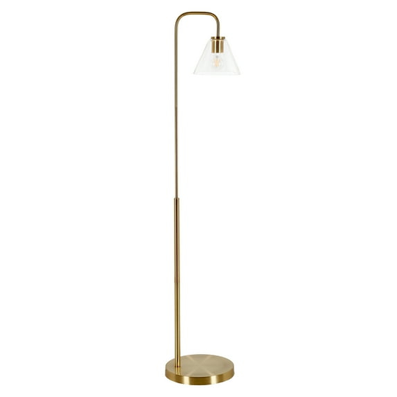 Evelyn&Zoe Henderson Arc Floor Lamp with Glass shade in Brass/Clear