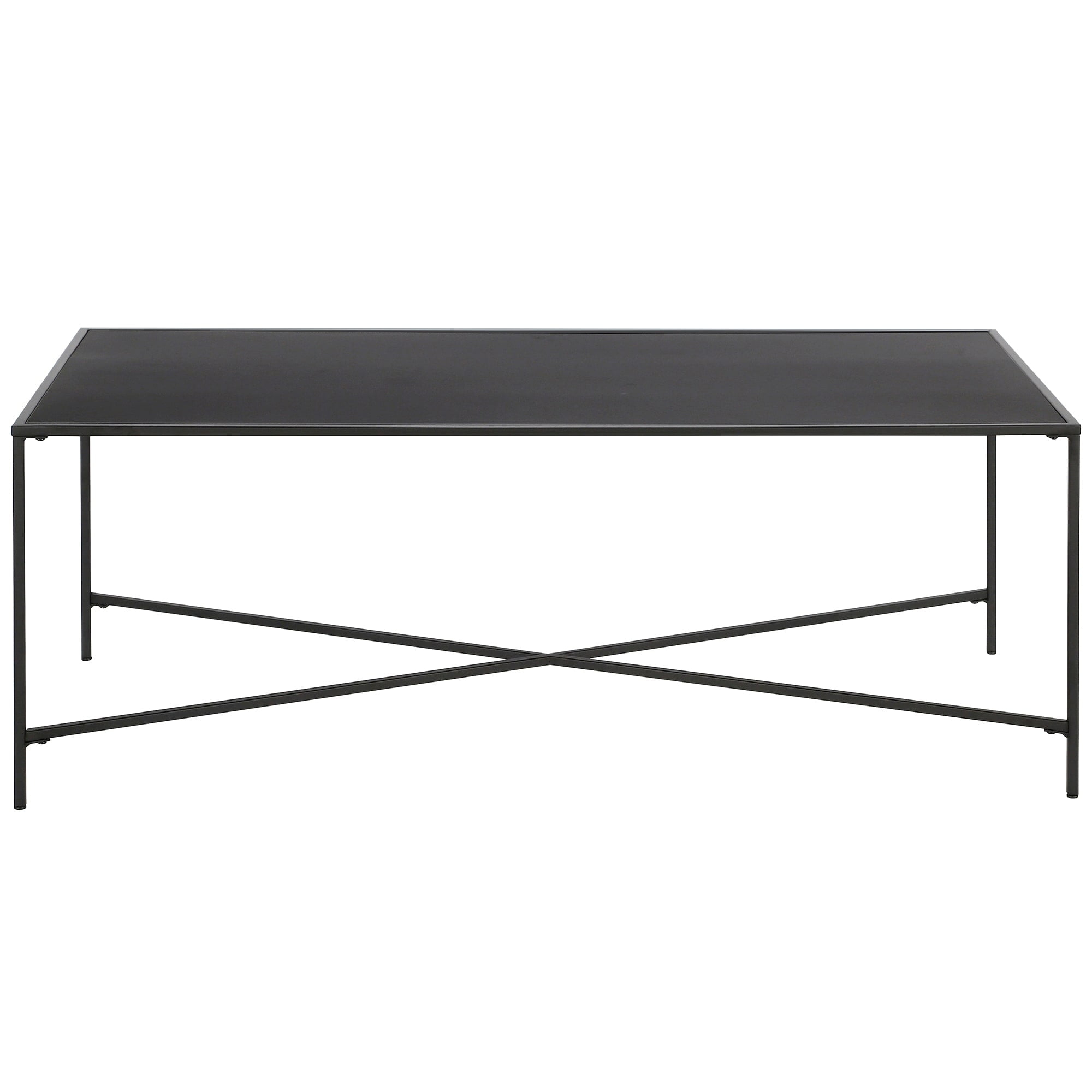 Evelyn&Zoe Henley 48" Wide Rectangular Coffee Table with Metal Top, Blackened Bronze