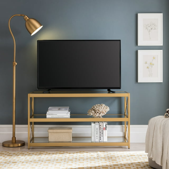 Evelyn&Zoe Hutton Rectangular TV Stand for TV's up to 50", Brass