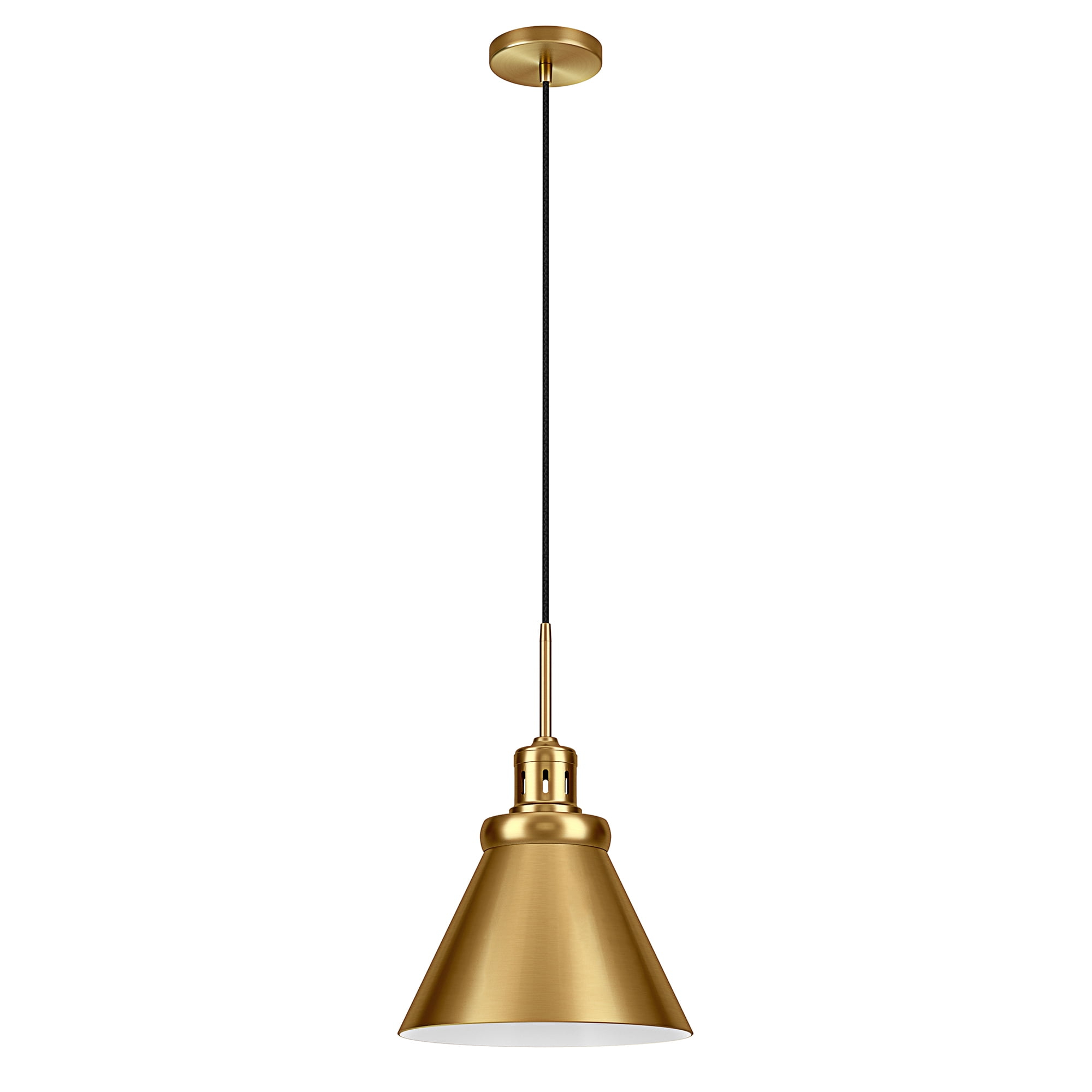 Evelyn&Zoe 17" Brushed Brass Cone Pendant