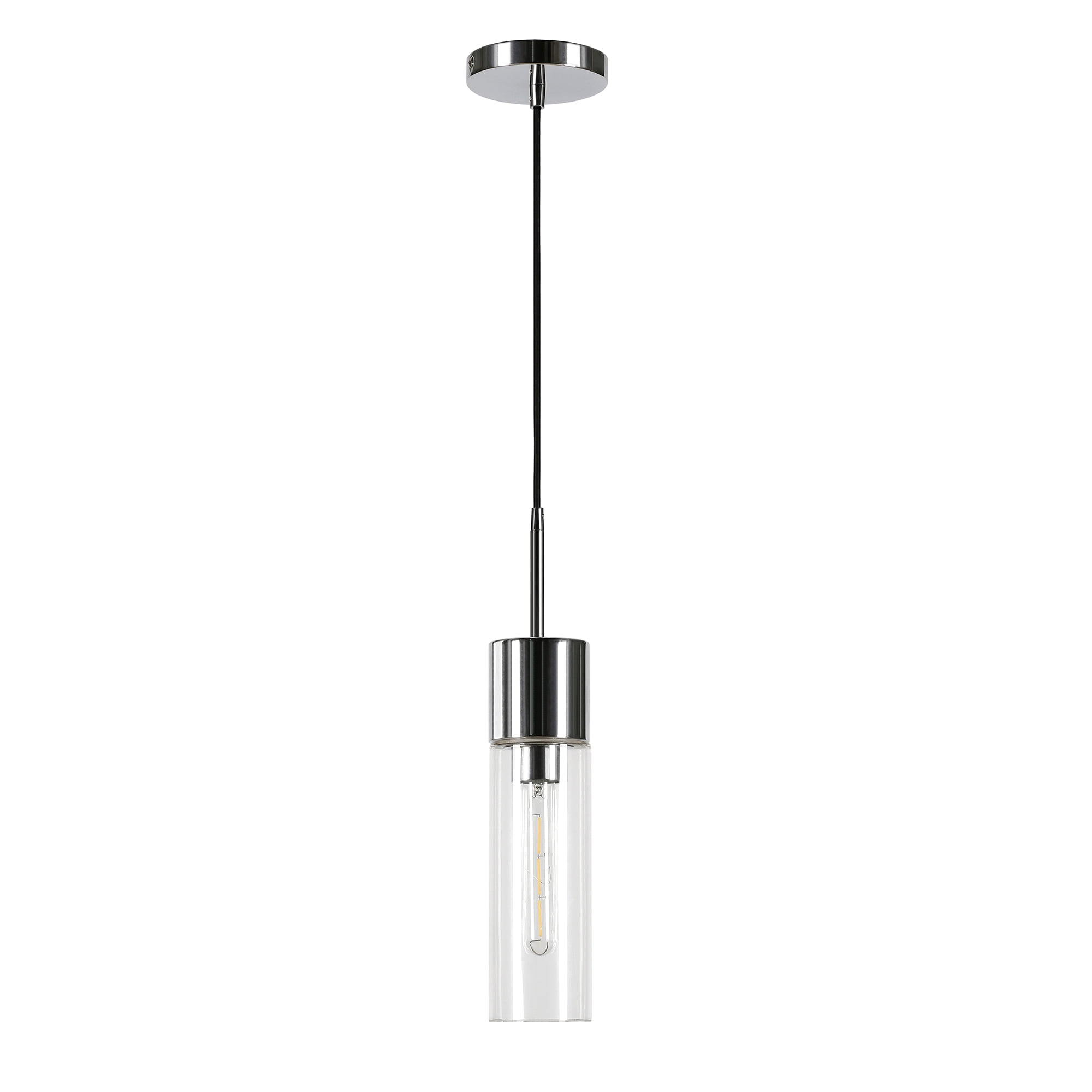 Evelyn&Zoe Industrial Clear Glass Pendant
