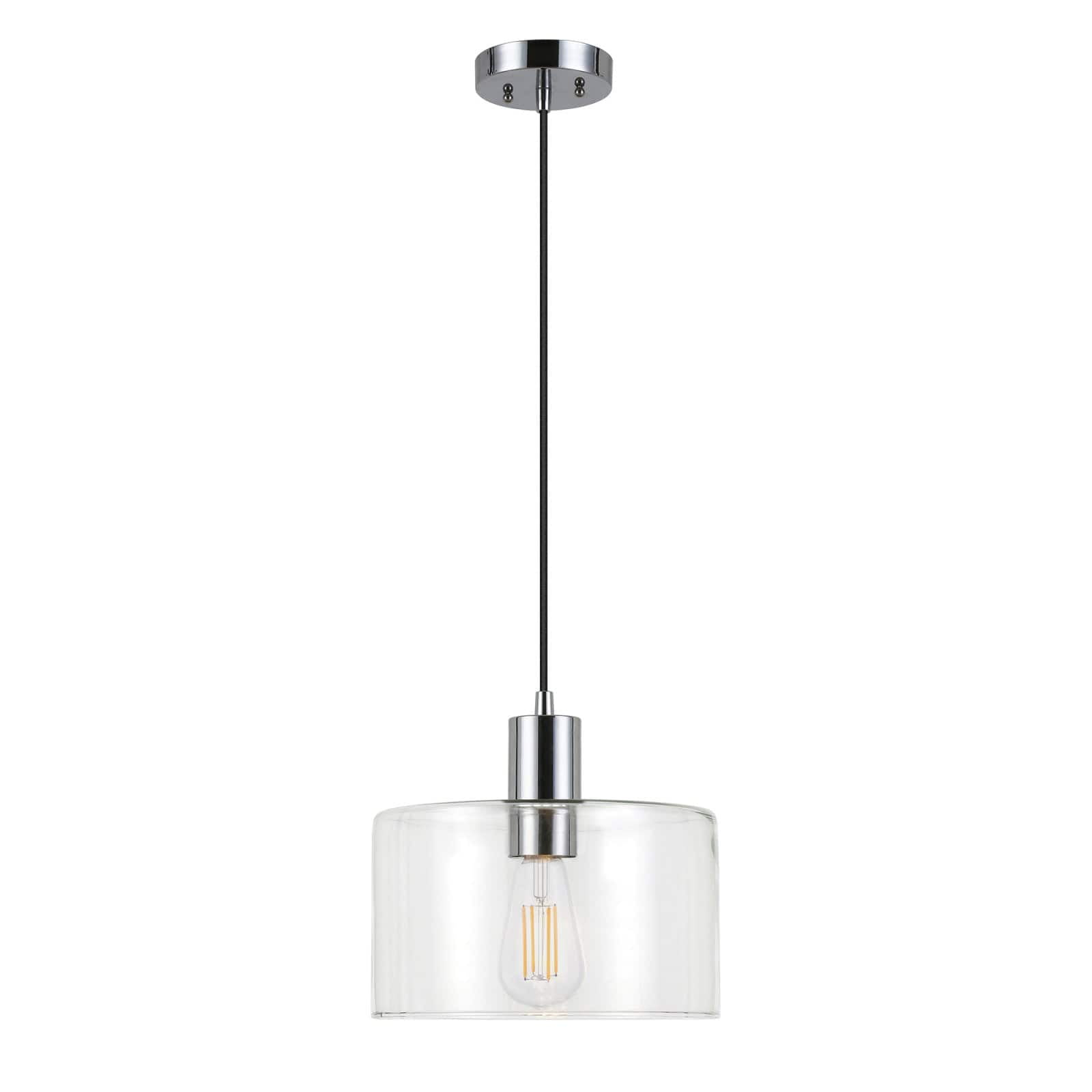 Evelyn&Zoe Industrial Clear Glass Pendant