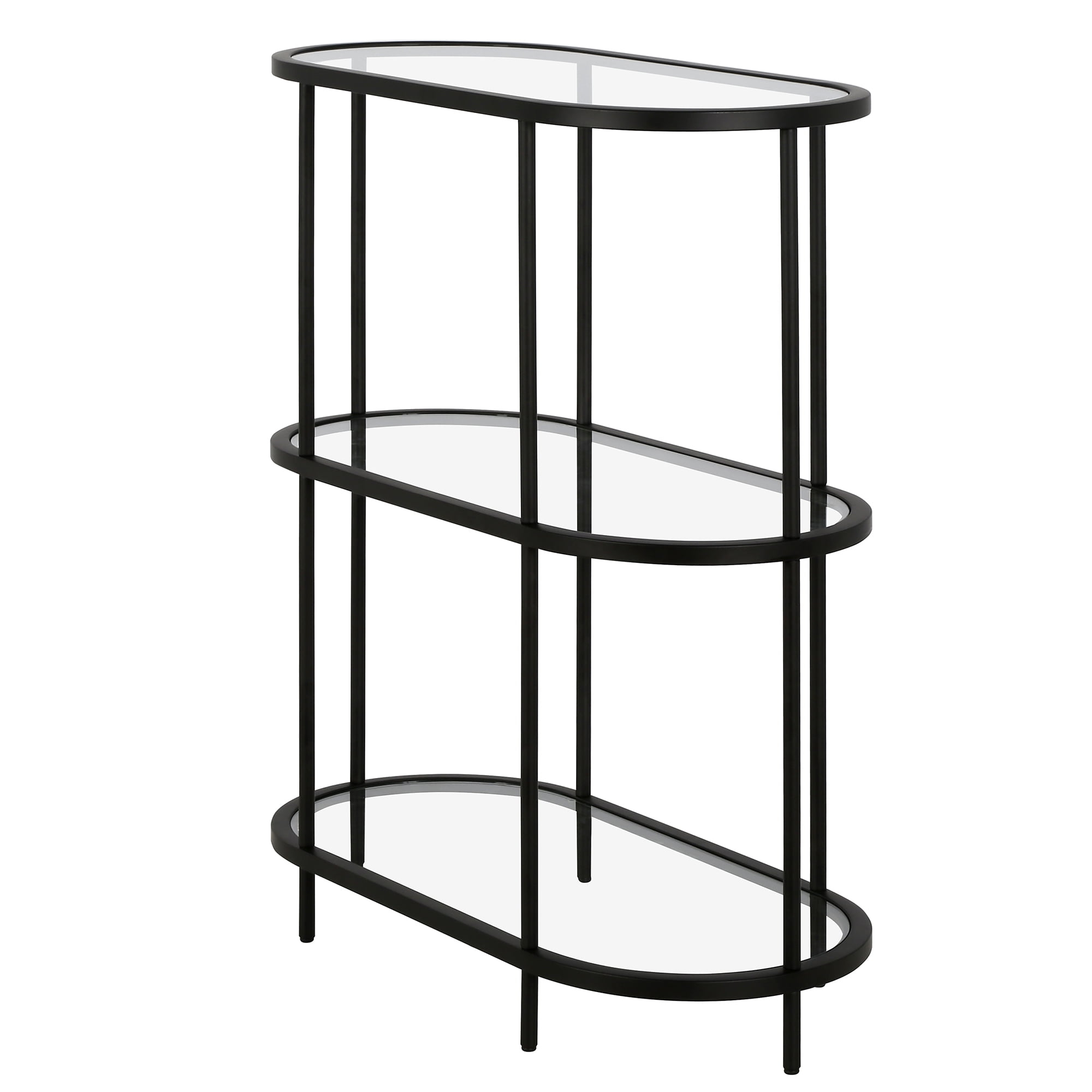 Evelyn&Zoe Leif 30" Wide Oval Bookcase, Blackened Bronze