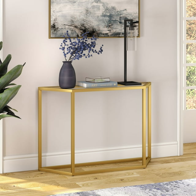 Evelyn&Zoe Levi 44" Wide Trapezoid Console Table, Brass