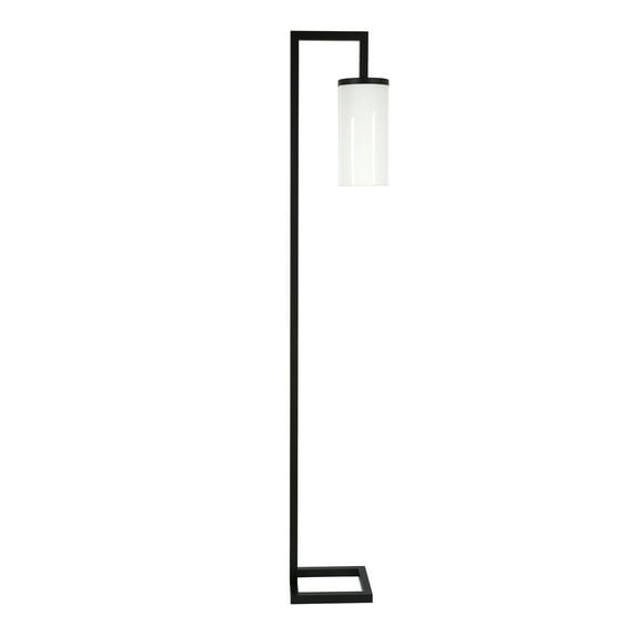Evelyn&Zoe Malva 67.75" Tall Floor Lamp with Glass shade in Blackened Bronze/White