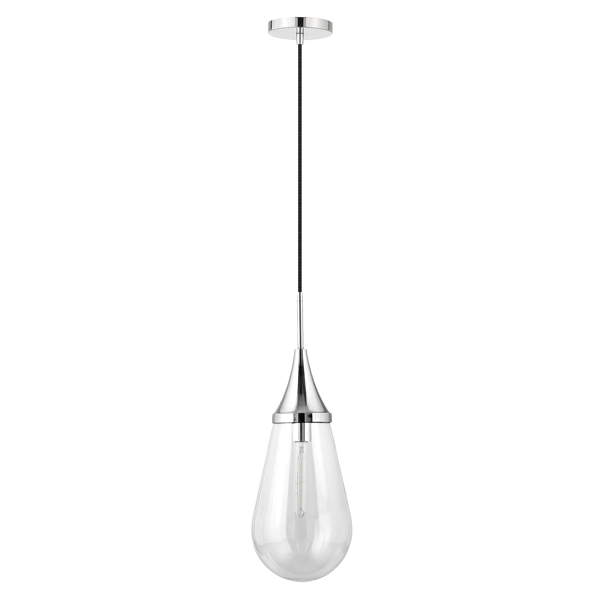 Evelyn&Zoe 8" Polished Nickel Finish Metal/Glass Pendant