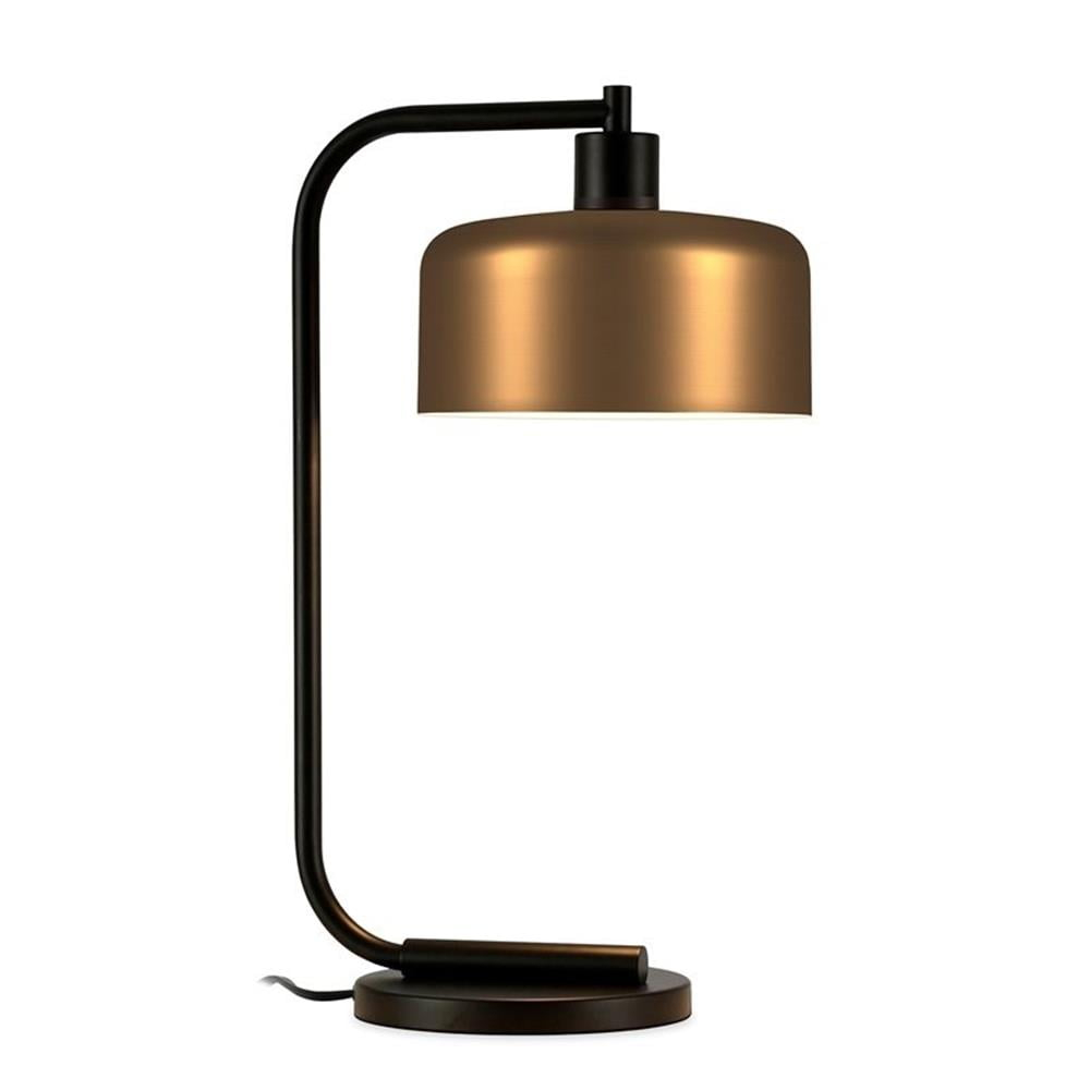 Evelyn&Zoe Mid-Century Modern Metal Table Lamp with Brass Shade
