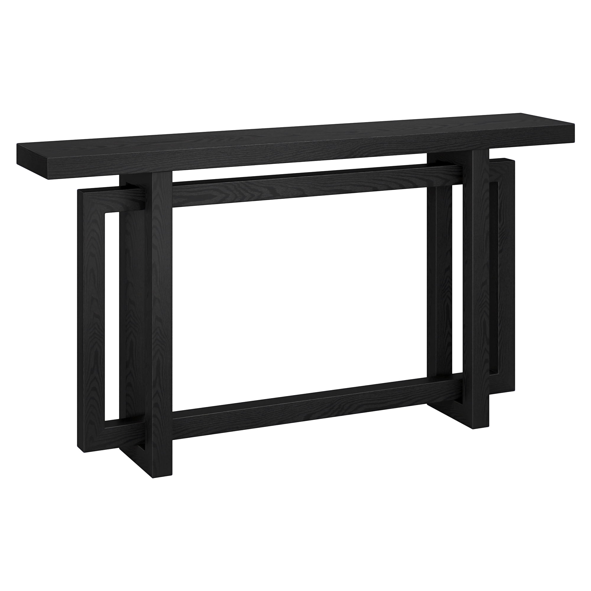Evelyn&Zoe Breslow 55" Wide Rectangular Console Table, Black Grain