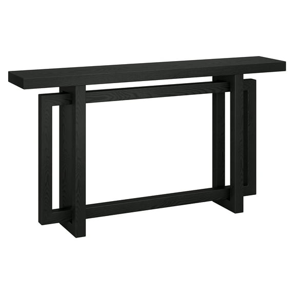 Evelyn&Zoe Breslow 55" Wide Rectangular Console Table, Black Grain