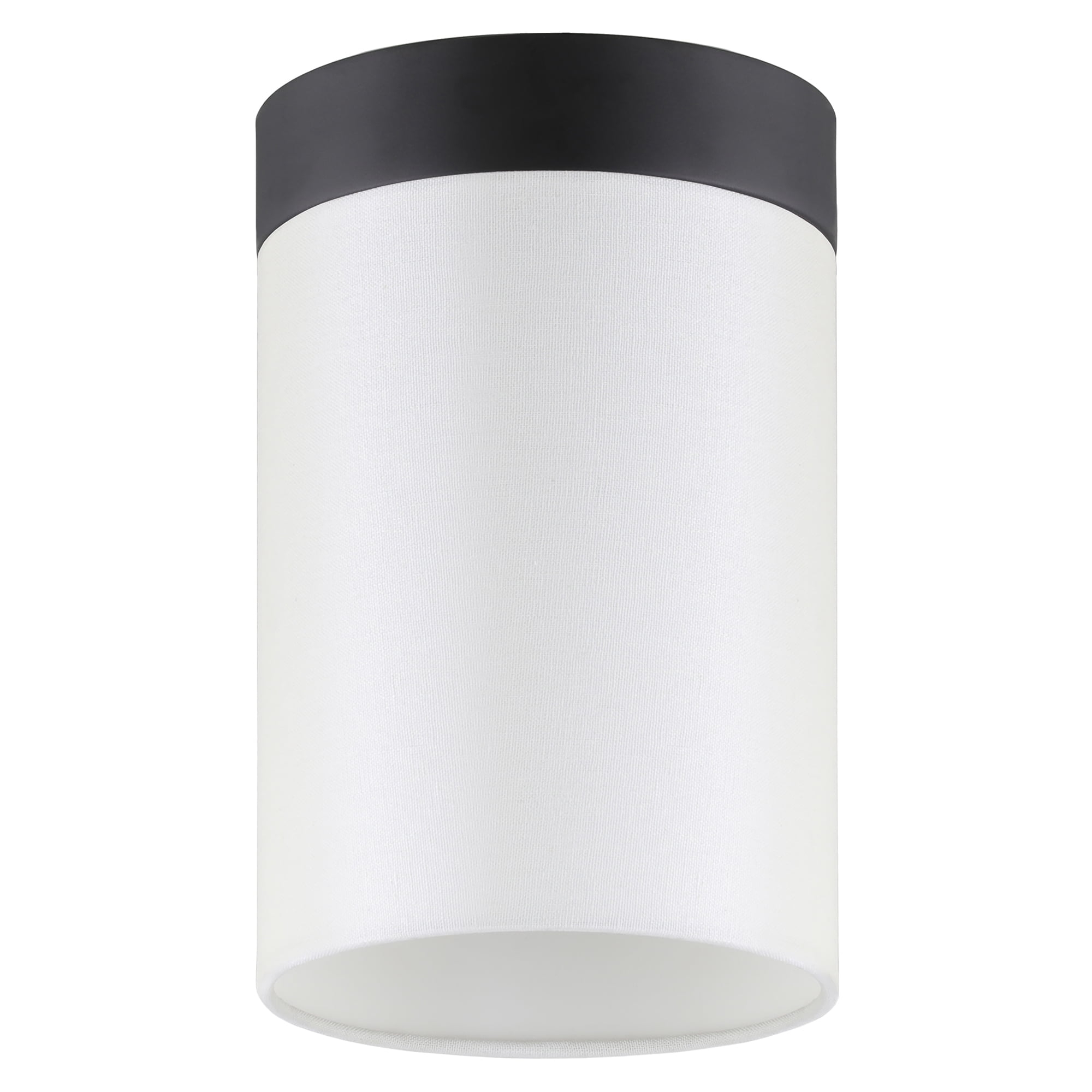 Evelyn&Zoe 6" Blackened Bronze Metal/Fabric Semi Flush Mount