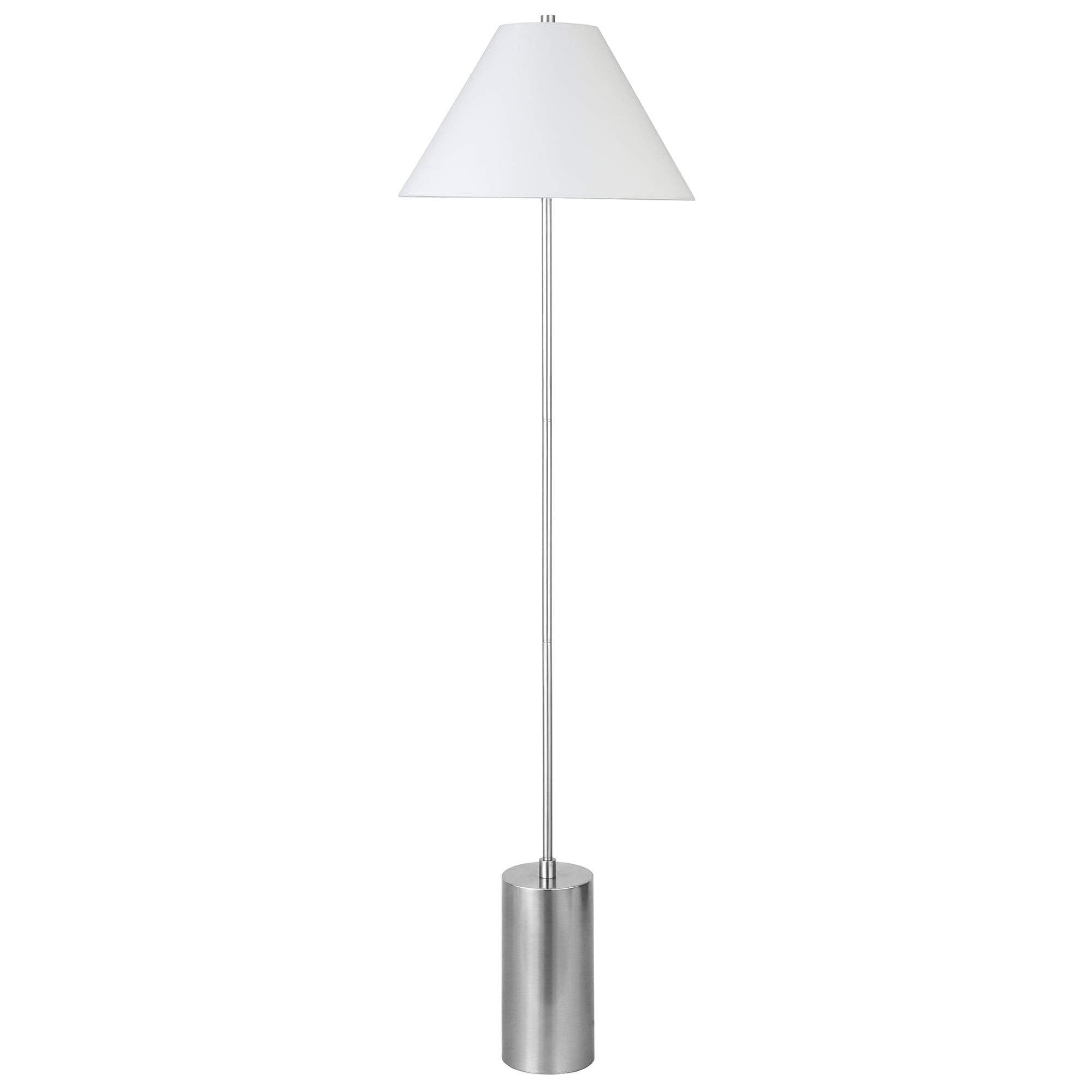 Evelyn&Zoe Somerset 64" Tall Floor Lamp with Empire Fabric Shade, Brushed Nickel/White