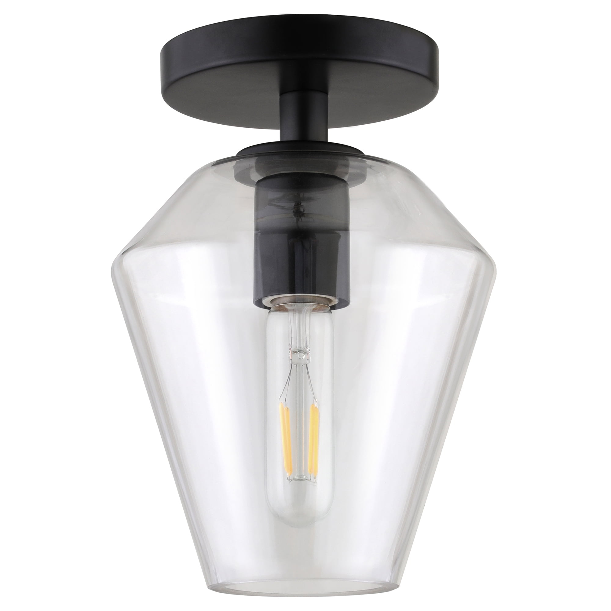 Evelyn&Zoe 7" Black Semi Flush Mount
