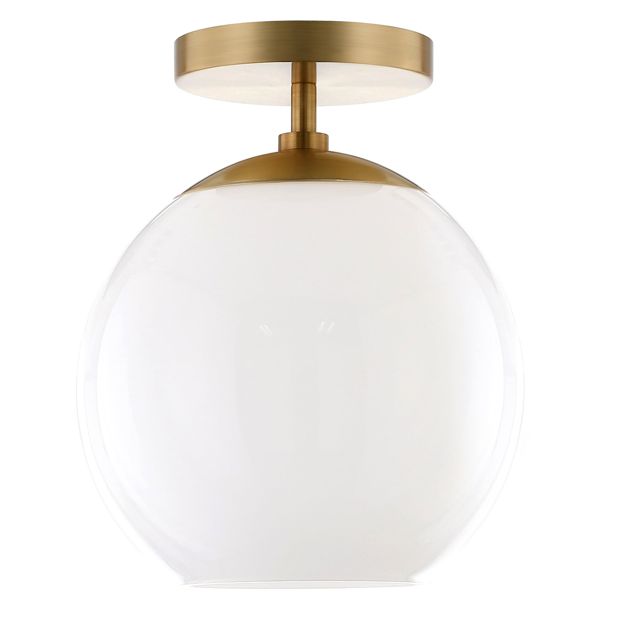 Evelyn&Zoe 9" Brass Finish Metal/Glass Semi Flush Mount