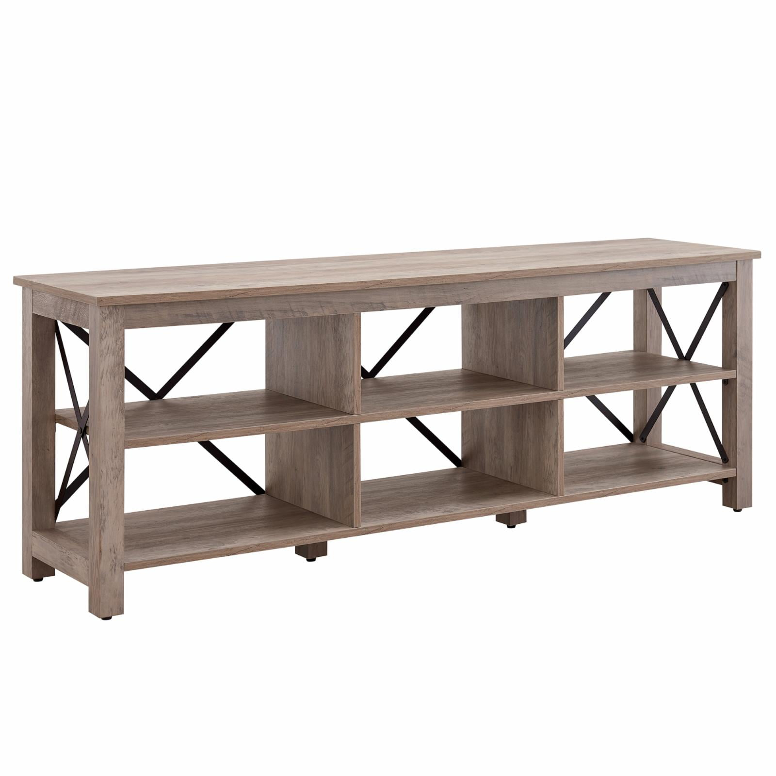 Evelyn&Zoe Sawyer Rectangular TV Stand for TV's up to 75", Gray Oak
