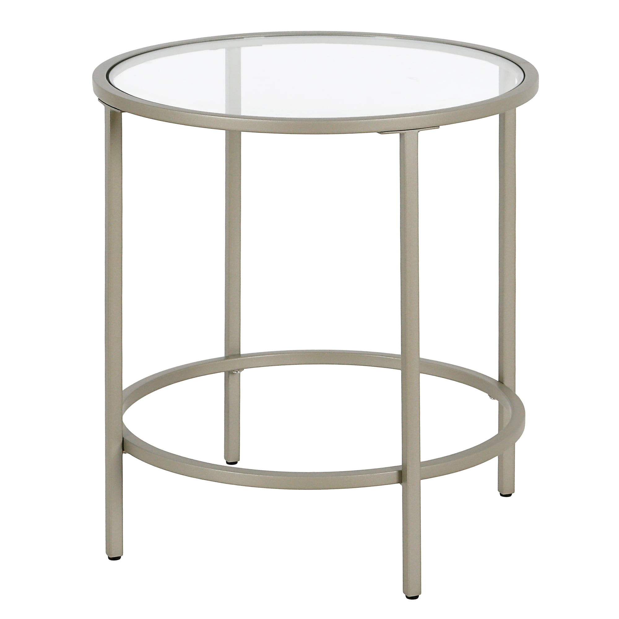 Evelyn&Zoe Sivil 20" Wide Round Side Table, Satin Nickel