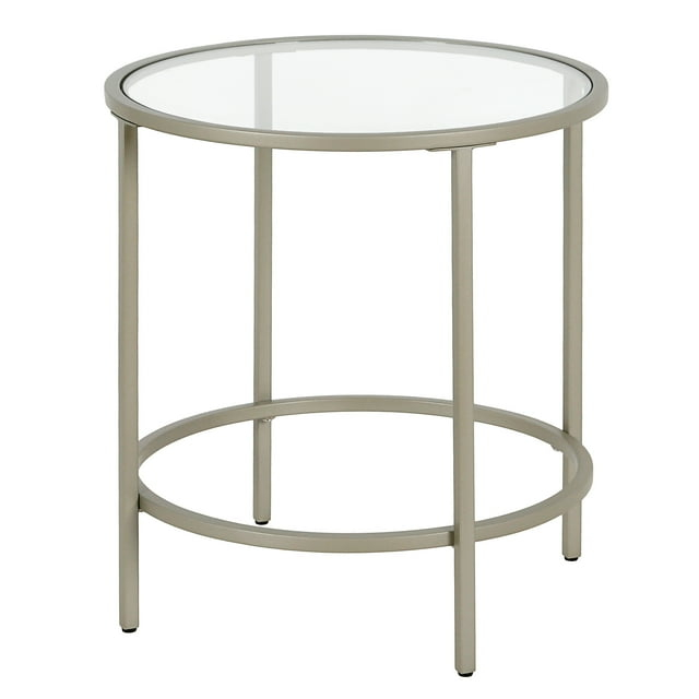 Evelyn&Zoe Sivil 20" Wide Round Side Table, Satin Nickel