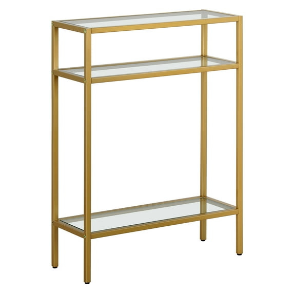 Evelyn&Zoe Siviline 22" Wide Rectangular Console Table, Brass