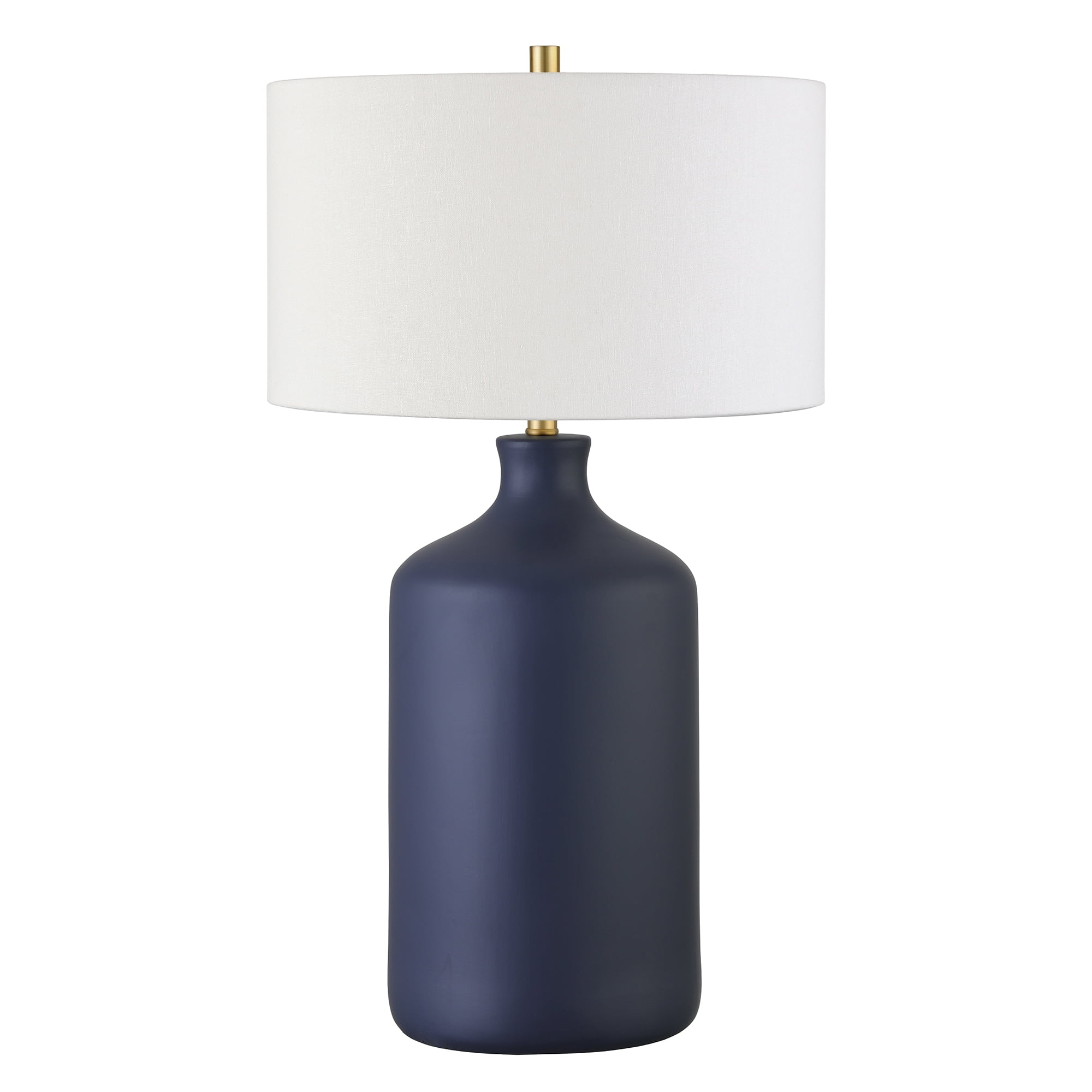 Evelyn&Zoe Sloane 29" Transitional Ceramic Table Lamp with White Drum Fabric Shade