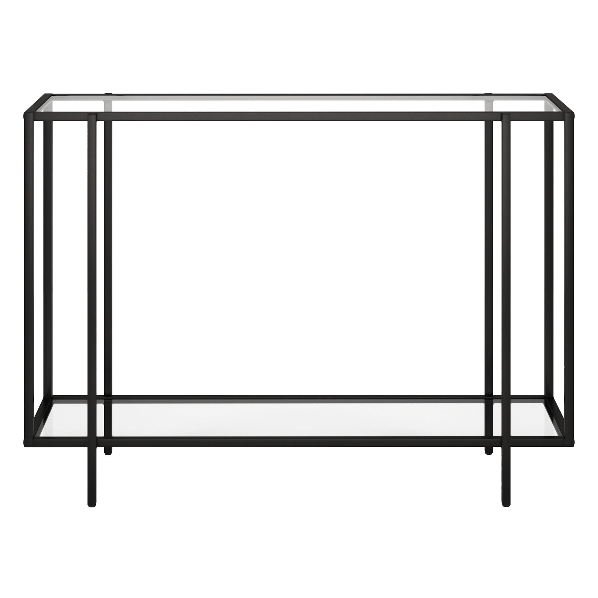 Evelyn&Zoe Vireo 42" Wide Rectangular Console Table with Glass Shelf, Blackened Bronze