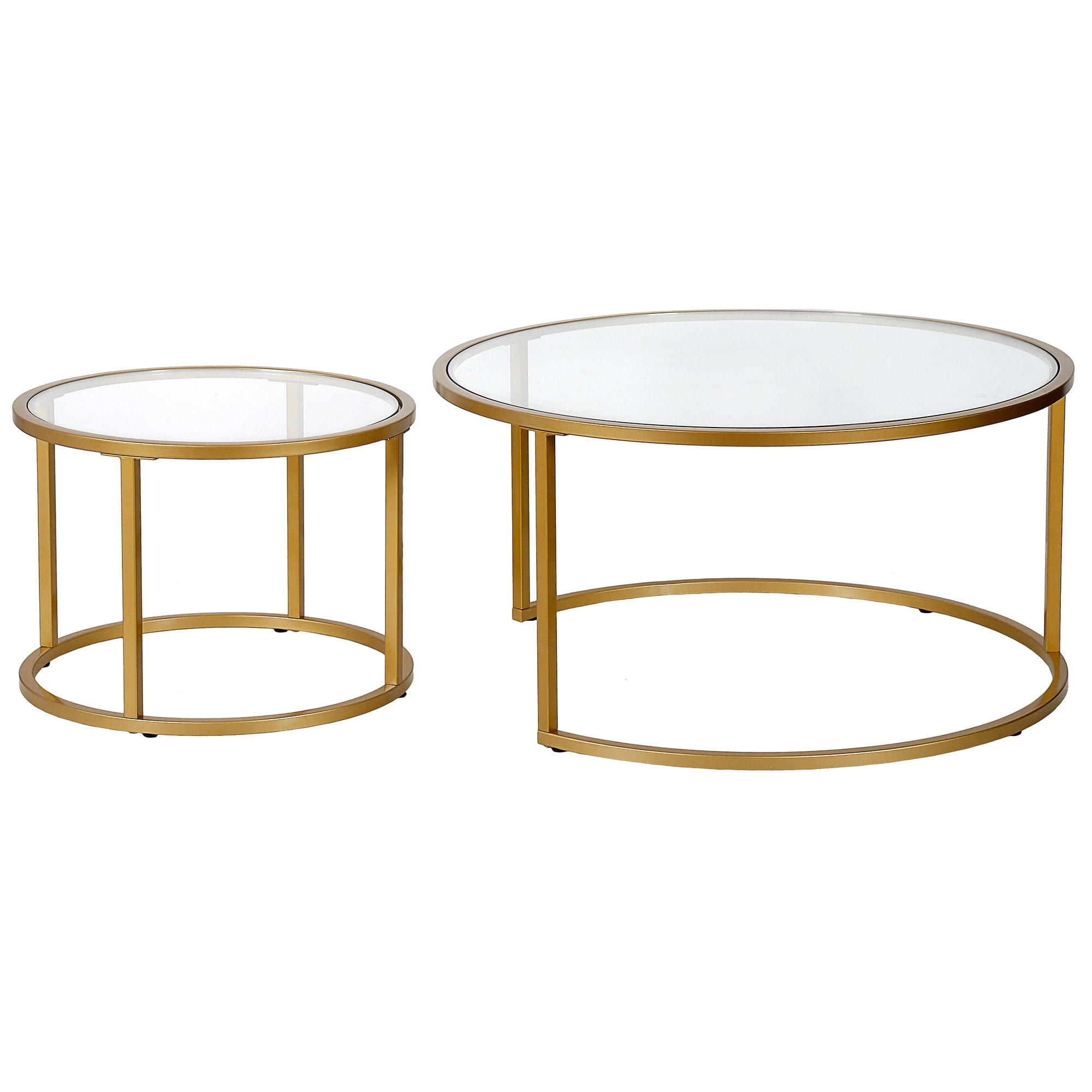 Evelyn&Zoe Watson Round Nested Coffee Table in Brass