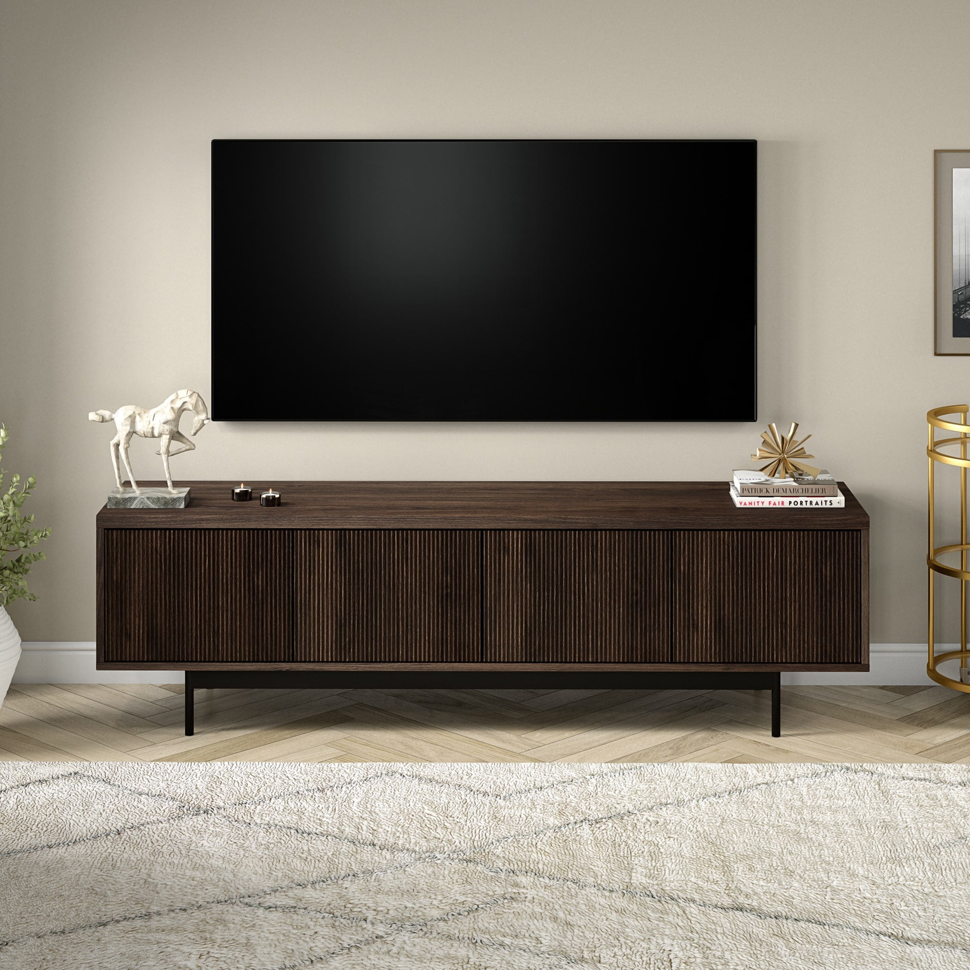 Evelyn&Zoe Whitman Rectangular TV Stand for TV's up to 75" in Alder Brown