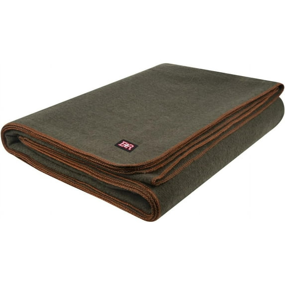 Ever Ready First Aid Military Wool Blanket - Perfect for Outdoors, Camping & Bushcraft Emergency Blanket, 95% Wool - 96" x 66", 5 lbs. - Olive Drab Green â Twin Size
