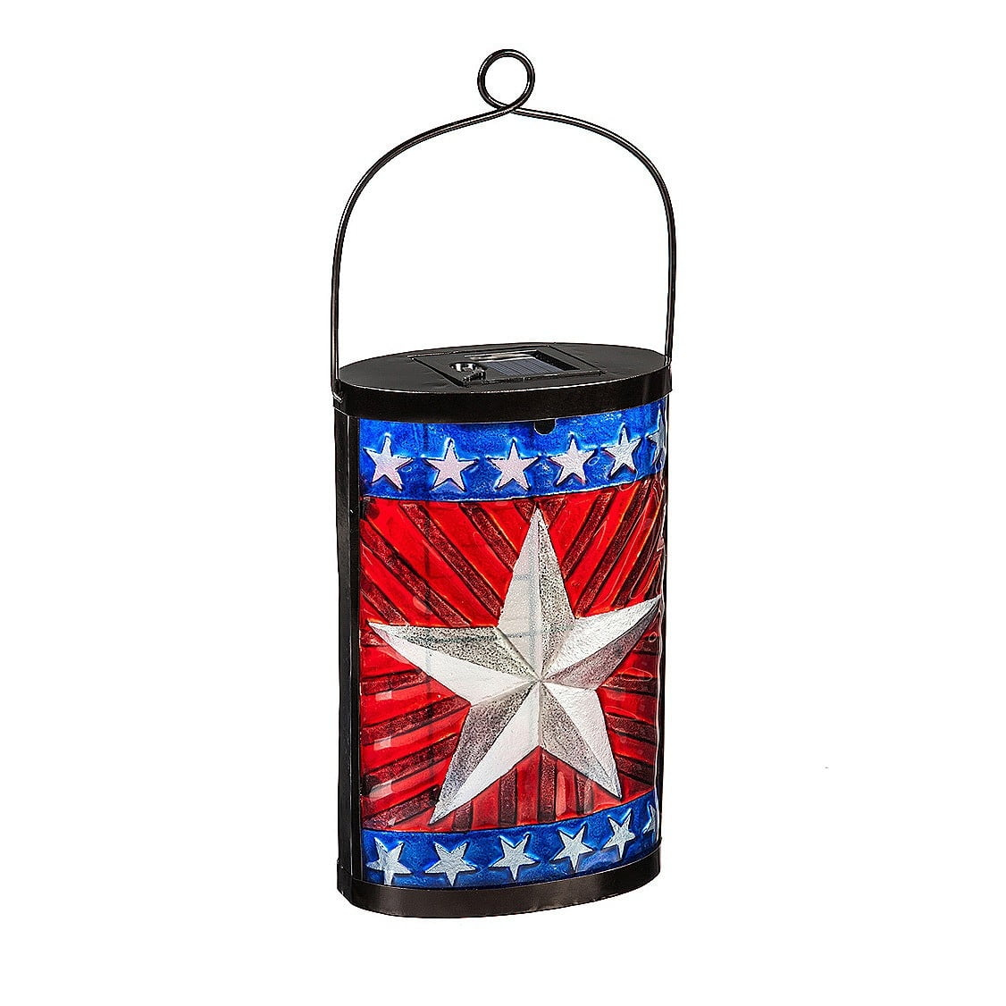 Evergreen Enterprises, Inc 9.3" Red, White and Blue Solar Powered Patriotic LED Outdoor Lantern