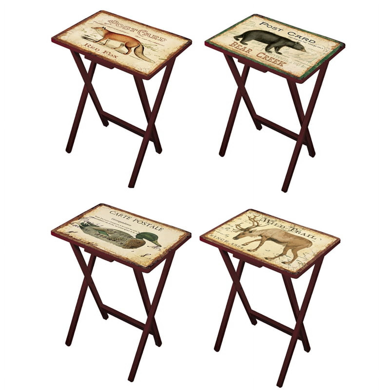 Bandejas de TV Lodgecards, juego de 4, con Soportes Marrones