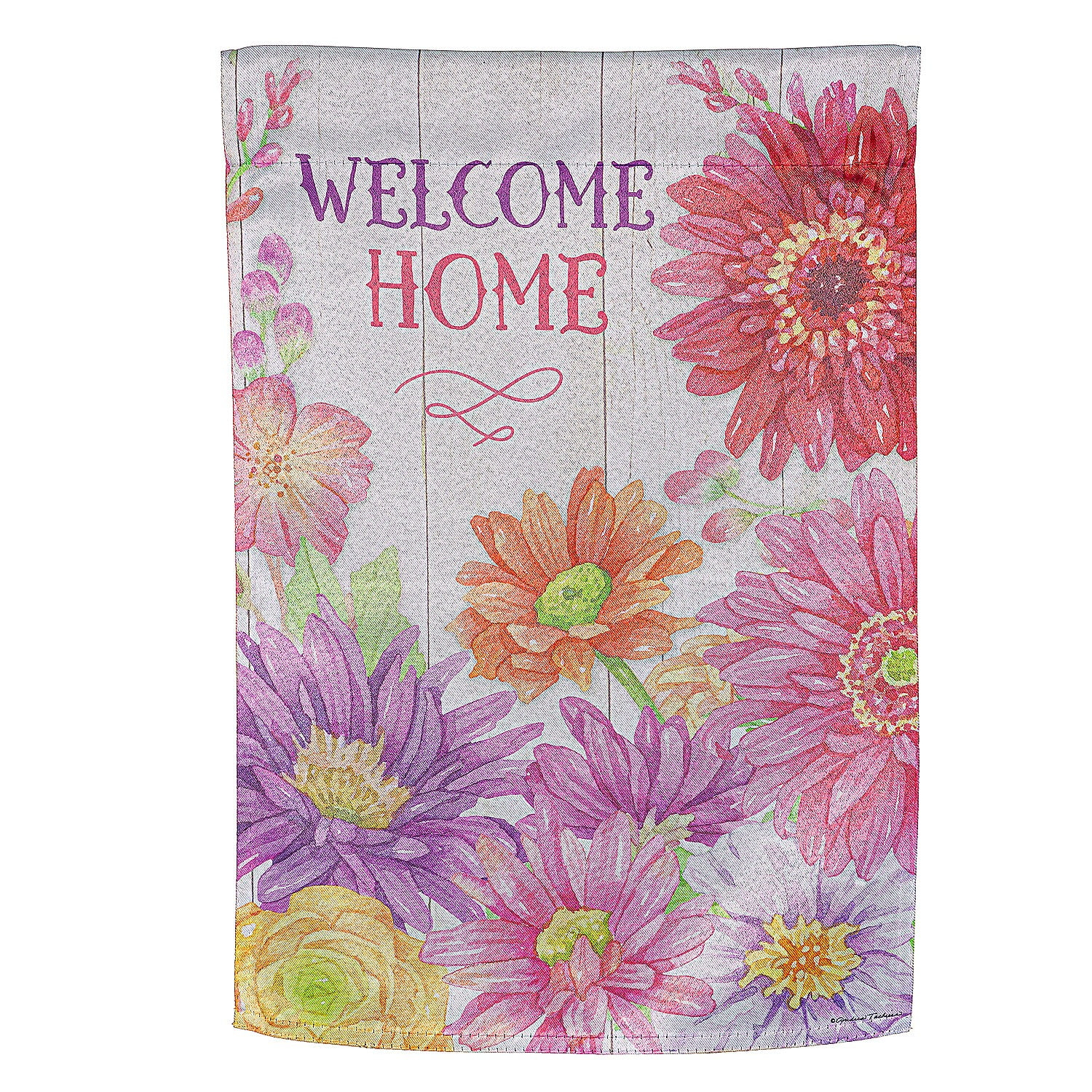 Evergreen Welcome Home Spring Suede Garden Flag 12 x 18 Inches Indoor Outdoor Decor