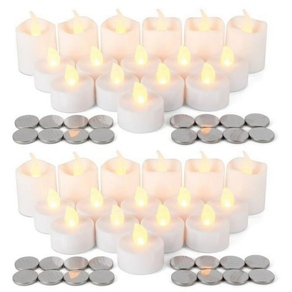 Everlasting Glow 44237EC LED Tea Lights & Votives with Batteries Included, White - 32 Piece