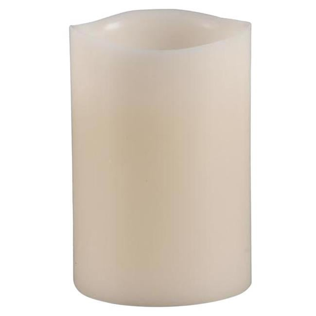 Everlasting Glow  Bisque Vanilla Scent Melted Edge Pillar Flameless Flickering Candle
