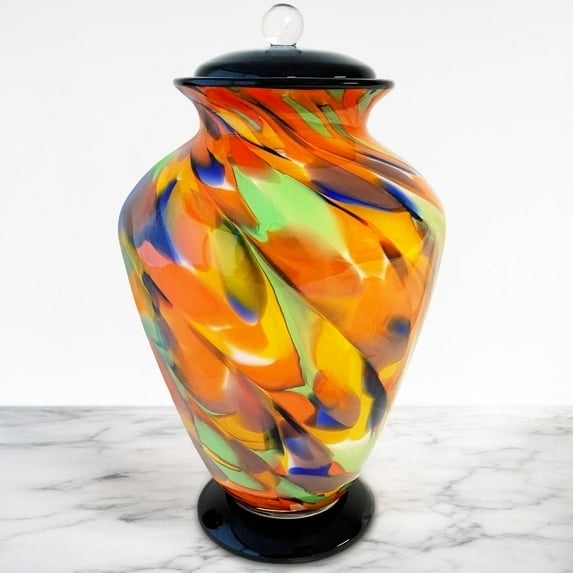 Everlight Memorials Autumn Radiance Hand Blown Glass Cremation Urns for Human Ashes