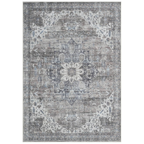Everwash™ Callaghan Esther Bohemian Medallion Machine Washable Area Rug, Grey, 5'2"x7'2"