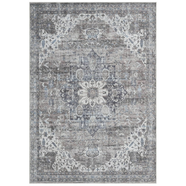 Everwash™ Callaghan Esther Bohemian Medallion Machine Washable Area Rug, Grey, 5'2"x7'2"